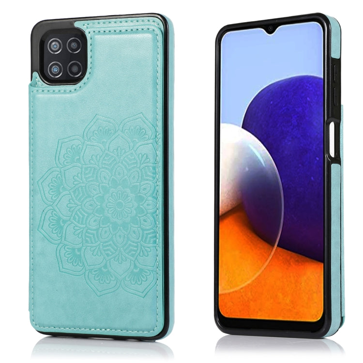 For Samsung Galaxy A22 Double Buckle Mandala PU+TPU Phone Case