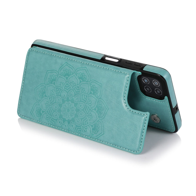 For Samsung Galaxy A22 Double Buckle Mandala PU+TPU Phone Case