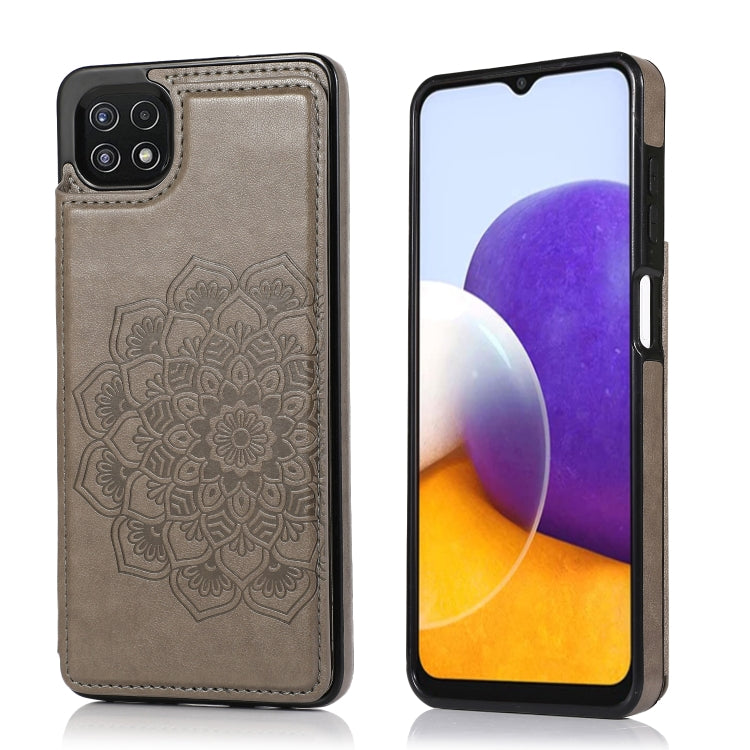 For Samsung Galaxy A22 Double Buckle Mandala PU+TPU Phone Case