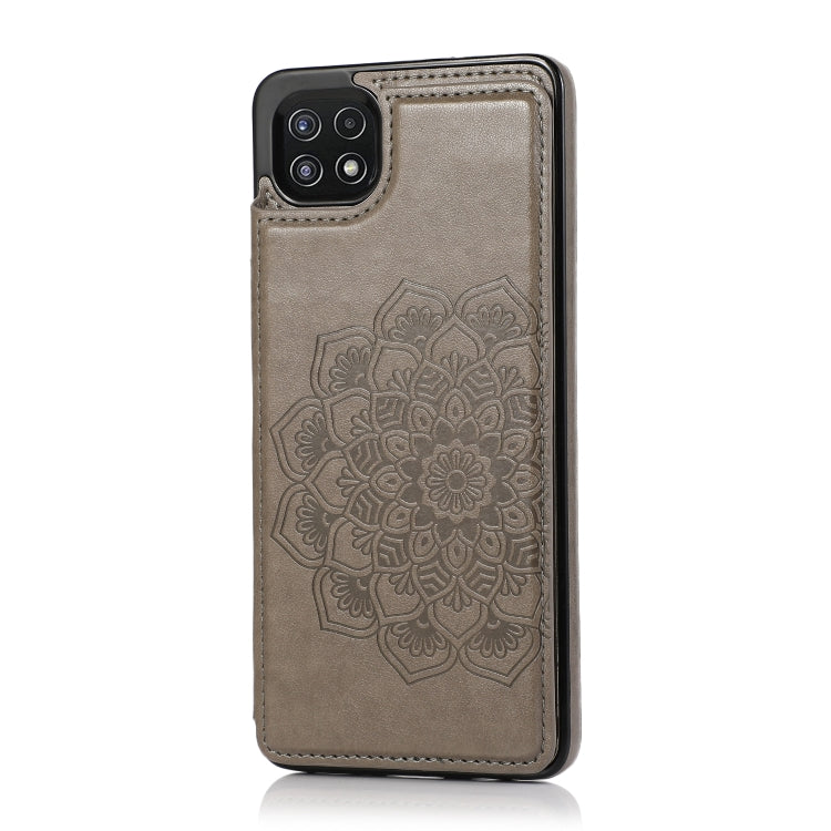 For Samsung Galaxy A22 Double Buckle Mandala PU+TPU Phone Case