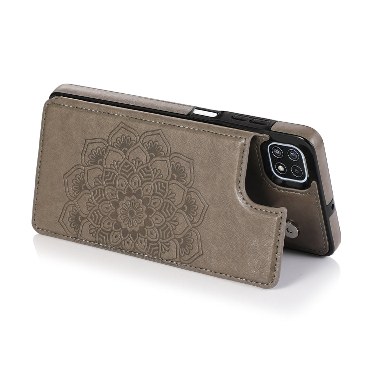 For Samsung Galaxy A22 Double Buckle Mandala PU+TPU Phone Case