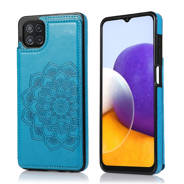 For Samsung Galaxy A22 Double Buckle Mandala PU+TPU Phone Case