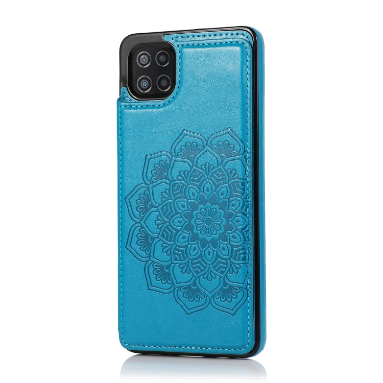 For Samsung Galaxy A22 Double Buckle Mandala PU+TPU Phone Case