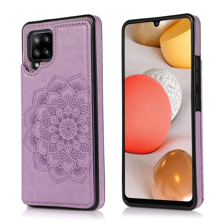 For Samsung Galaxy A42 5G Double Buckle Mandala PU+TPU Phone Case