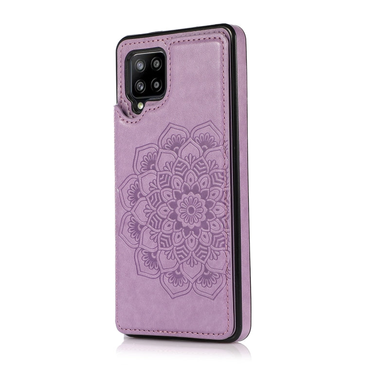 For Samsung Galaxy A42 5G Double Buckle Mandala PU+TPU Phone Case