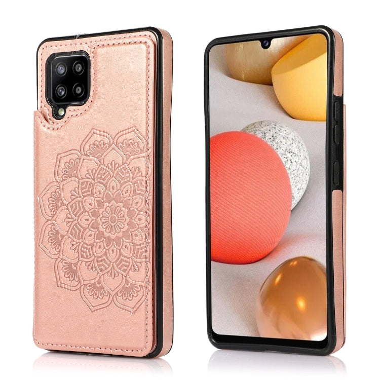 For Samsung Galaxy A42 5G Double Buckle Mandala PU+TPU Phone Case