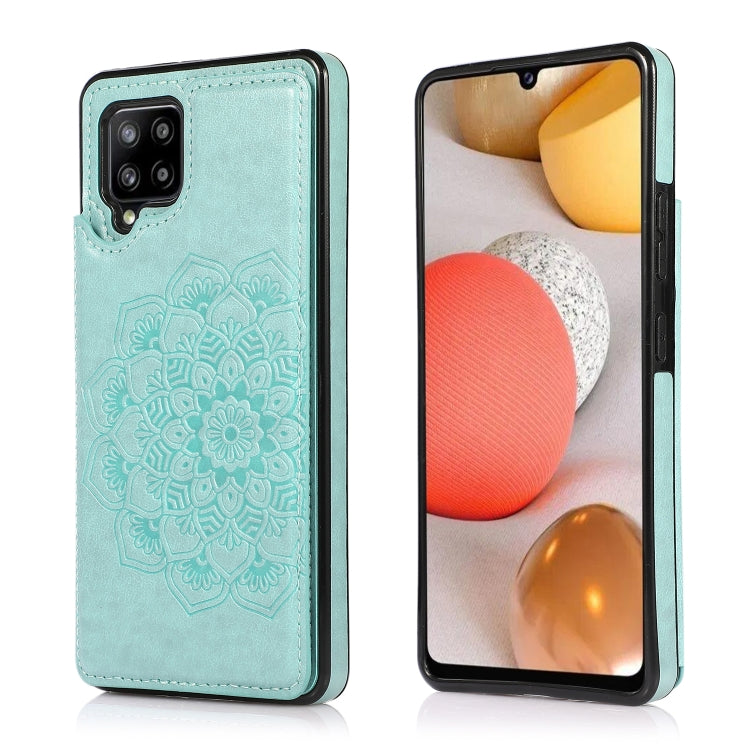 For Samsung Galaxy A42 5G Double Buckle Mandala PU+TPU Phone Case