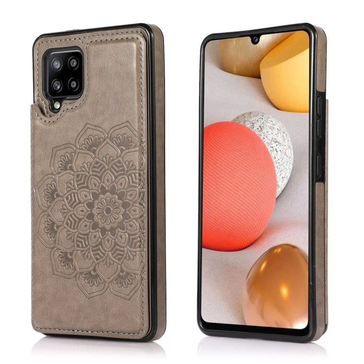 For Samsung Galaxy A42 5G Double Buckle Mandala PU+TPU Phone Case
