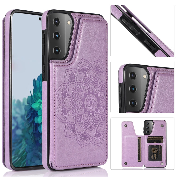 For Samsung Galaxy S21 5G Double Buckle Mandala PU+TPU Phone Case