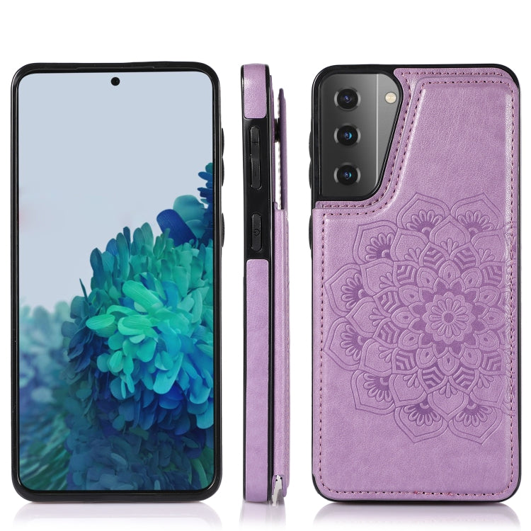 For Samsung Galaxy S21 5G Double Buckle Mandala PU+TPU Phone Case