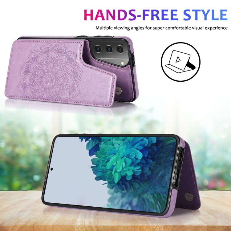 For Samsung Galaxy S21 5G Double Buckle Mandala PU+TPU Phone Case