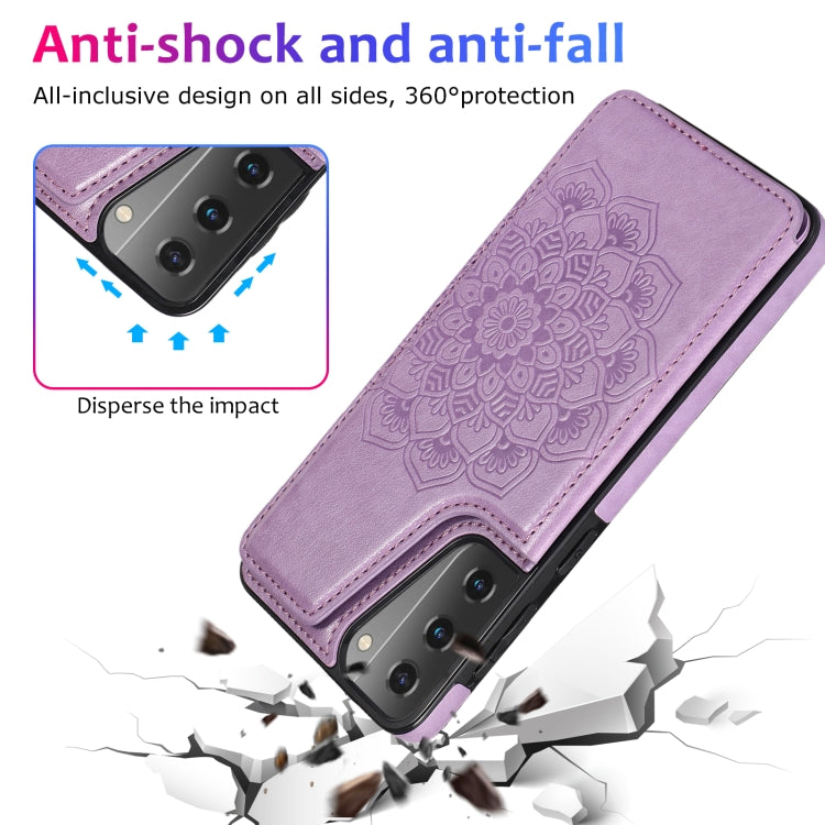 For Samsung Galaxy S21 5G Double Buckle Mandala PU+TPU Phone Case