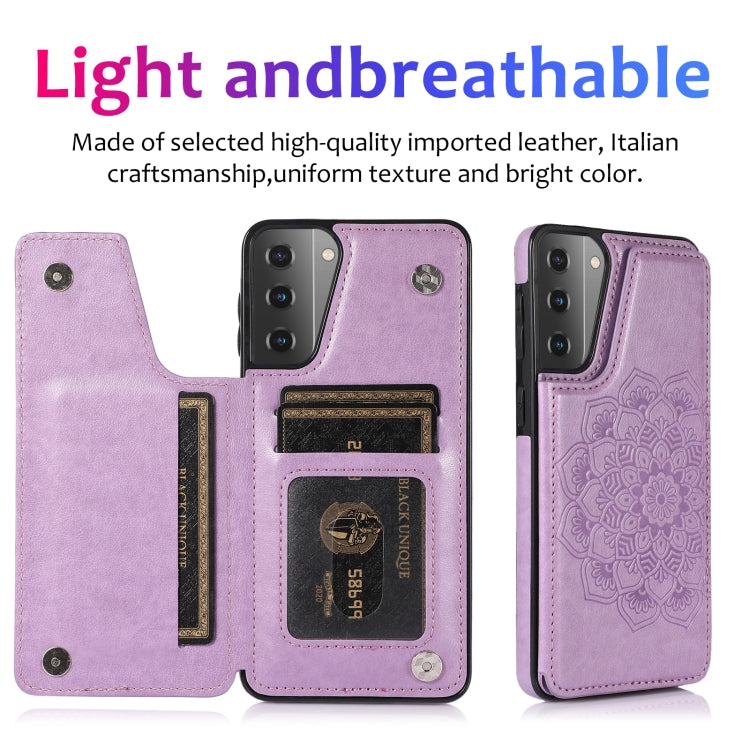 For Samsung Galaxy S21 5G Double Buckle Mandala PU+TPU Phone Case