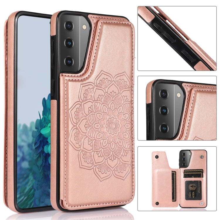 For Samsung Galaxy S21 5G Double Buckle Mandala PU+TPU Phone Case