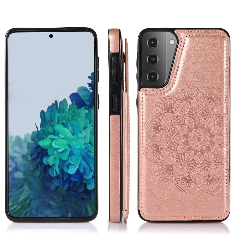For Samsung Galaxy S21 5G Double Buckle Mandala PU+TPU Phone Case