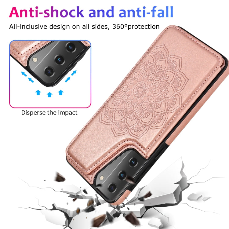 For Samsung Galaxy S21 5G Double Buckle Mandala PU+TPU Phone Case
