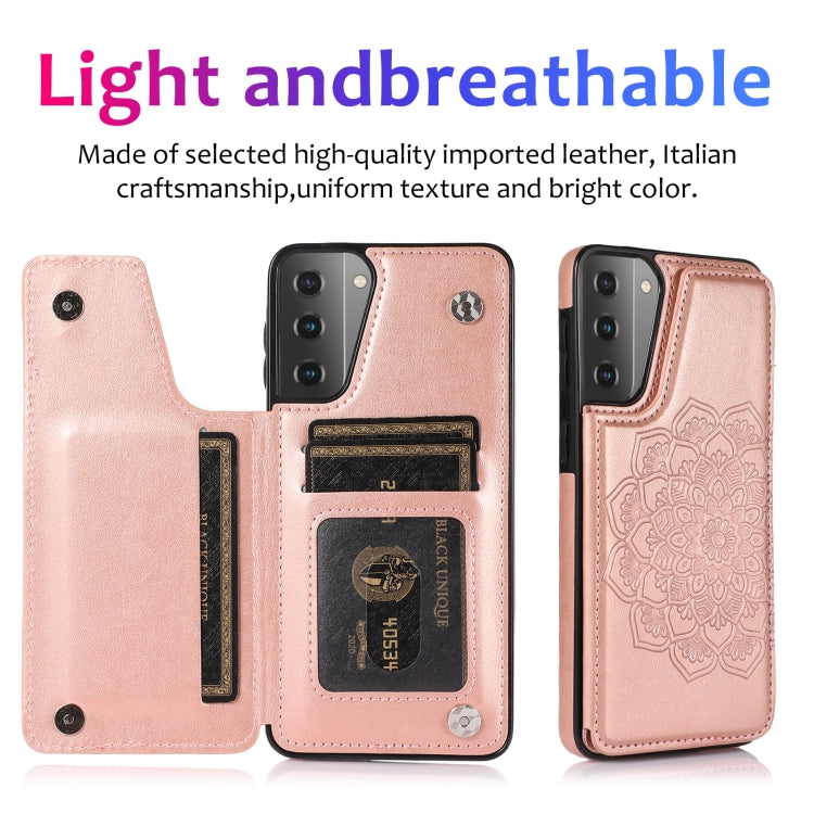 For Samsung Galaxy S21 5G Double Buckle Mandala PU+TPU Phone Case