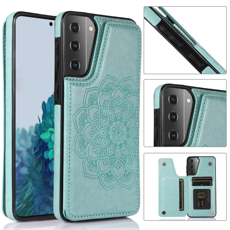 For Samsung Galaxy S21 5G Double Buckle Mandala PU+TPU Phone Case