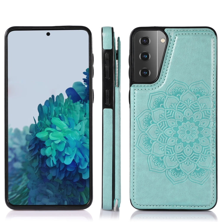 For Samsung Galaxy S21 5G Double Buckle Mandala PU+TPU Phone Case