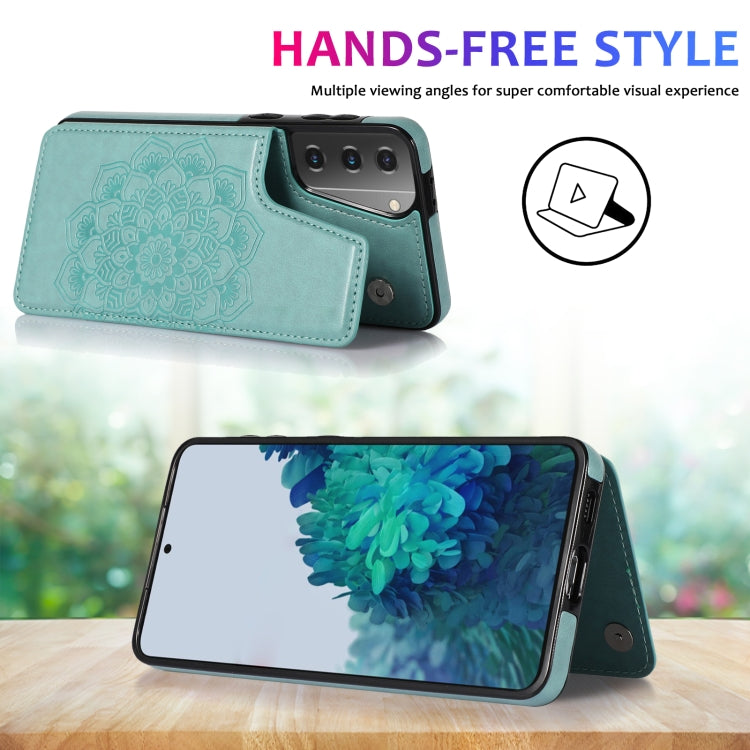For Samsung Galaxy S21 5G Double Buckle Mandala PU+TPU Phone Case