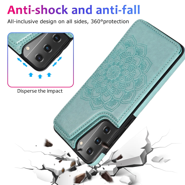 For Samsung Galaxy S21 5G Double Buckle Mandala PU+TPU Phone Case