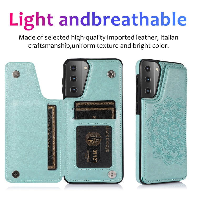 For Samsung Galaxy S21 5G Double Buckle Mandala PU+TPU Phone Case