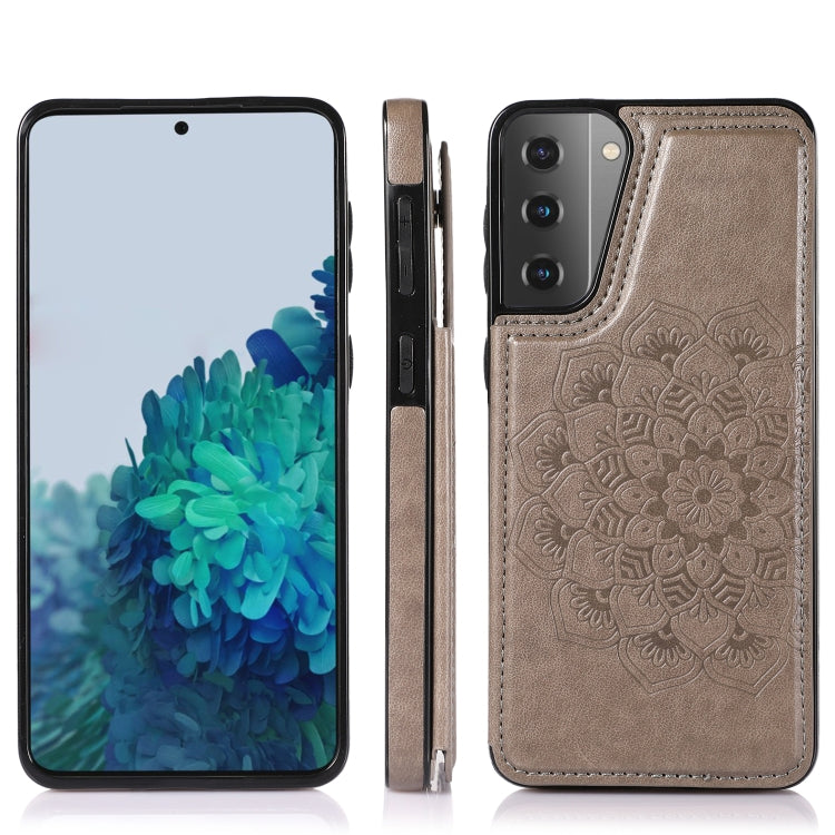 For Samsung Galaxy S21 5G Double Buckle Mandala PU+TPU Phone Case
