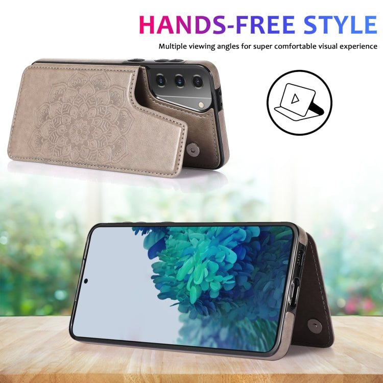 For Samsung Galaxy S21 5G Double Buckle Mandala PU+TPU Phone Case