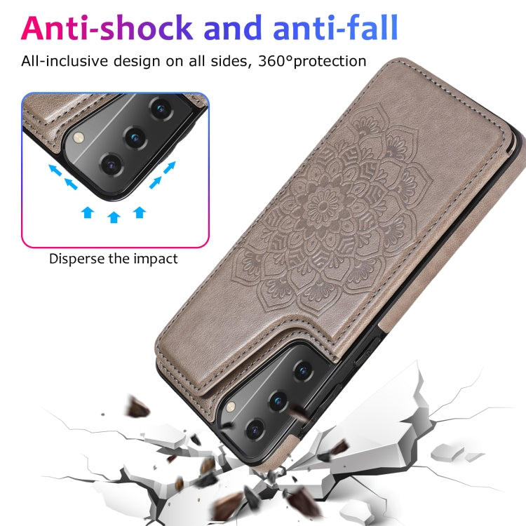 For Samsung Galaxy S21 5G Double Buckle Mandala PU+TPU Phone Case