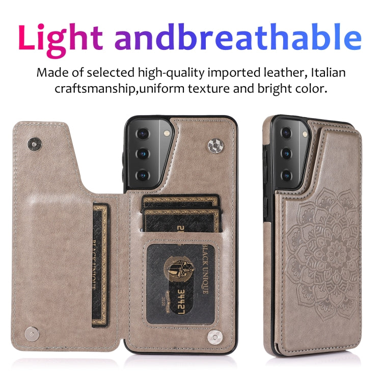 For Samsung Galaxy S21 5G Double Buckle Mandala PU+TPU Phone Case