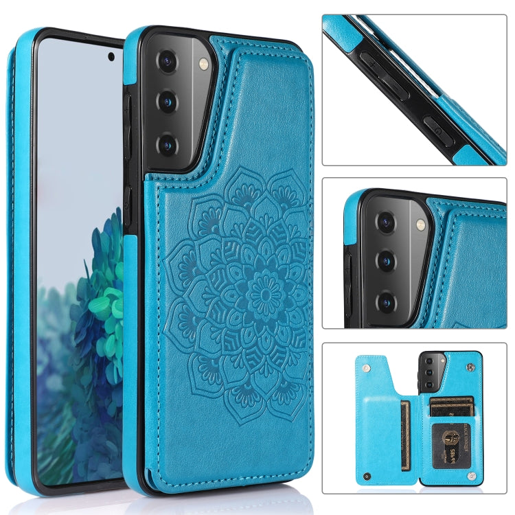 For Samsung Galaxy S21 5G Double Buckle Mandala PU+TPU Phone Case