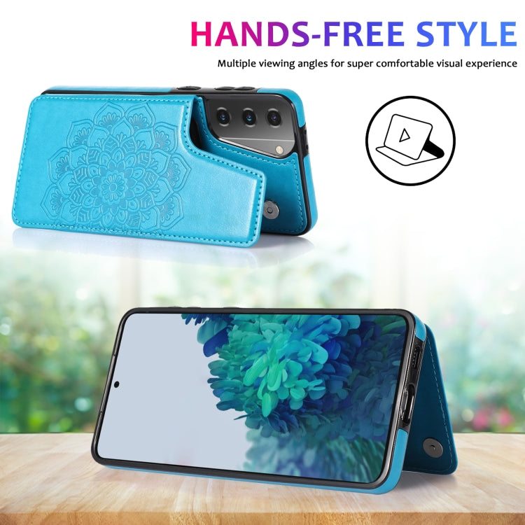 For Samsung Galaxy S21 5G Double Buckle Mandala PU+TPU Phone Case