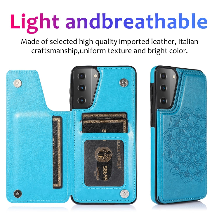 For Samsung Galaxy S21 5G Double Buckle Mandala PU+TPU Phone Case