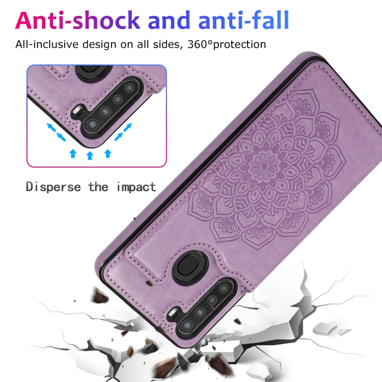 For Samsung Galaxy A21 Double Buckle Mandala PU+TPU Phone Case