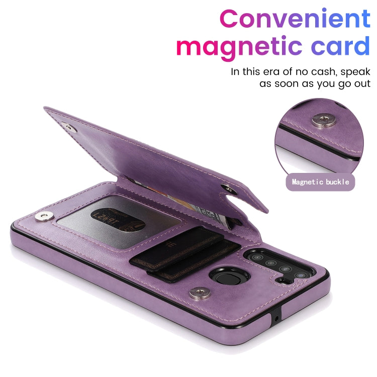 For Samsung Galaxy A21 Double Buckle Mandala PU+TPU Phone Case