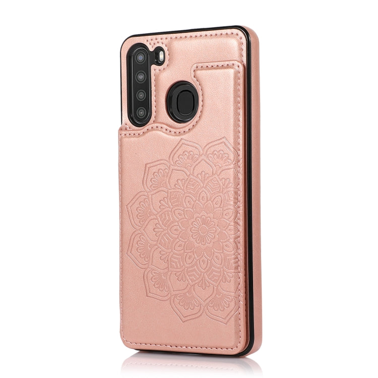 For Samsung Galaxy A21 Double Buckle Mandala PU+TPU Phone Case