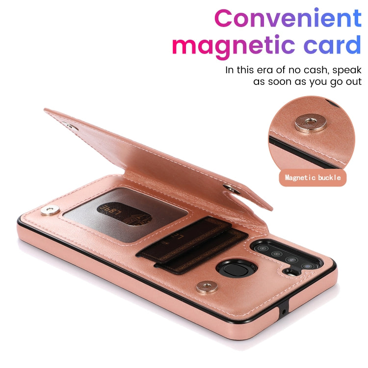 For Samsung Galaxy A21 Double Buckle Mandala PU+TPU Phone Case