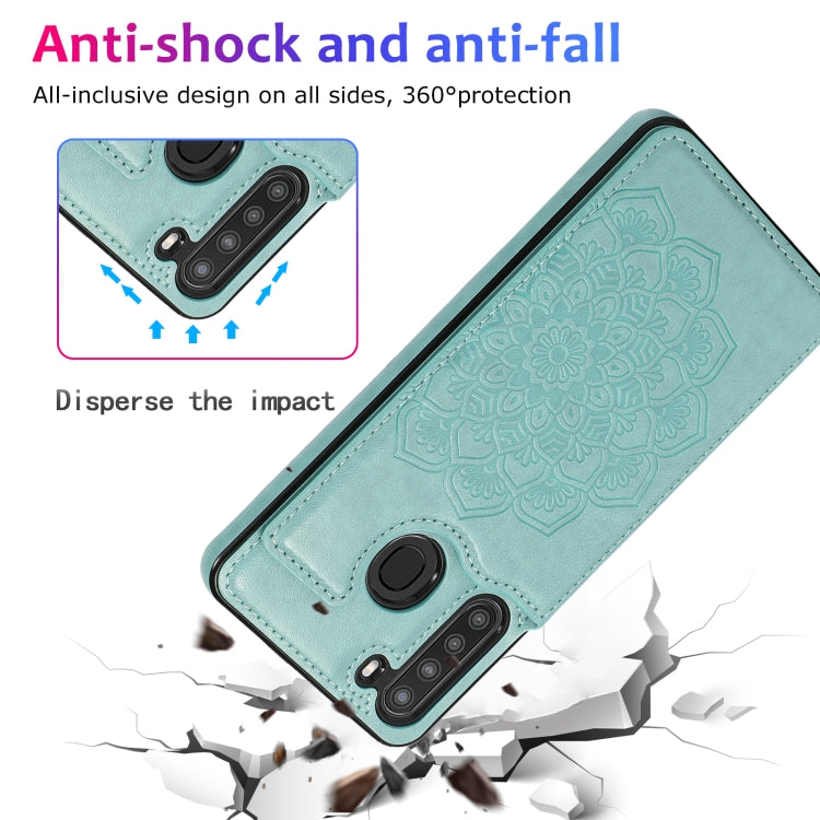 For Samsung Galaxy A21 Double Buckle Mandala PU+TPU Phone Case