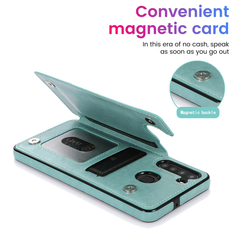 For Samsung Galaxy A21 Double Buckle Mandala PU+TPU Phone Case