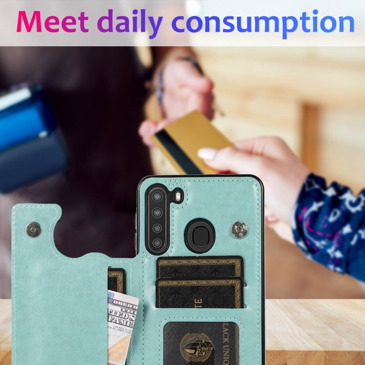 For Samsung Galaxy A21 Double Buckle Mandala PU+TPU Phone Case