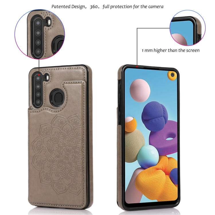 For Samsung Galaxy A21 Double Buckle Mandala PU+TPU Phone Case