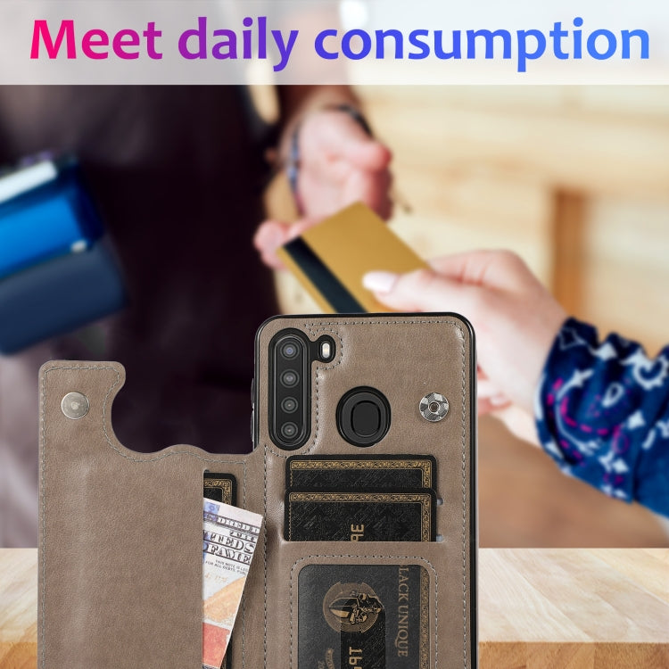 For Samsung Galaxy A21 Double Buckle Mandala PU+TPU Phone Case