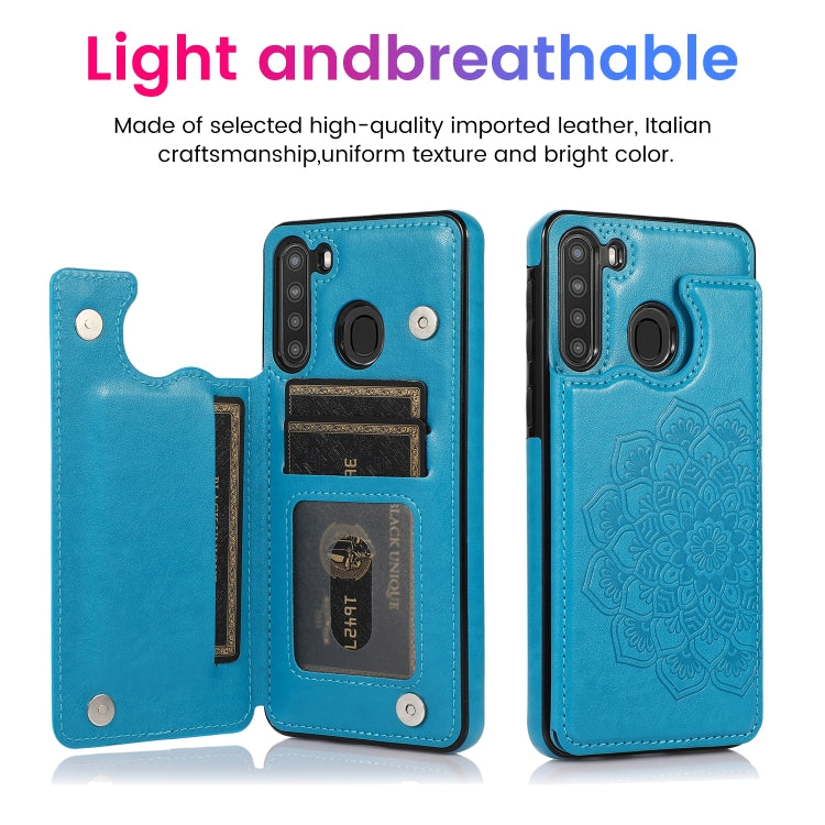 For Samsung Galaxy A21 Double Buckle Mandala PU+TPU Phone Case