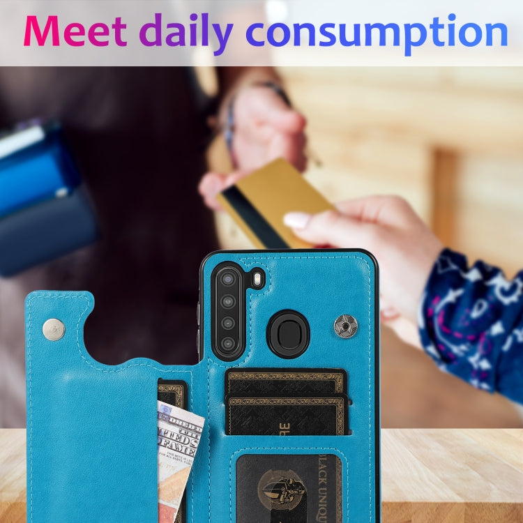For Samsung Galaxy A21 Double Buckle Mandala PU+TPU Phone Case