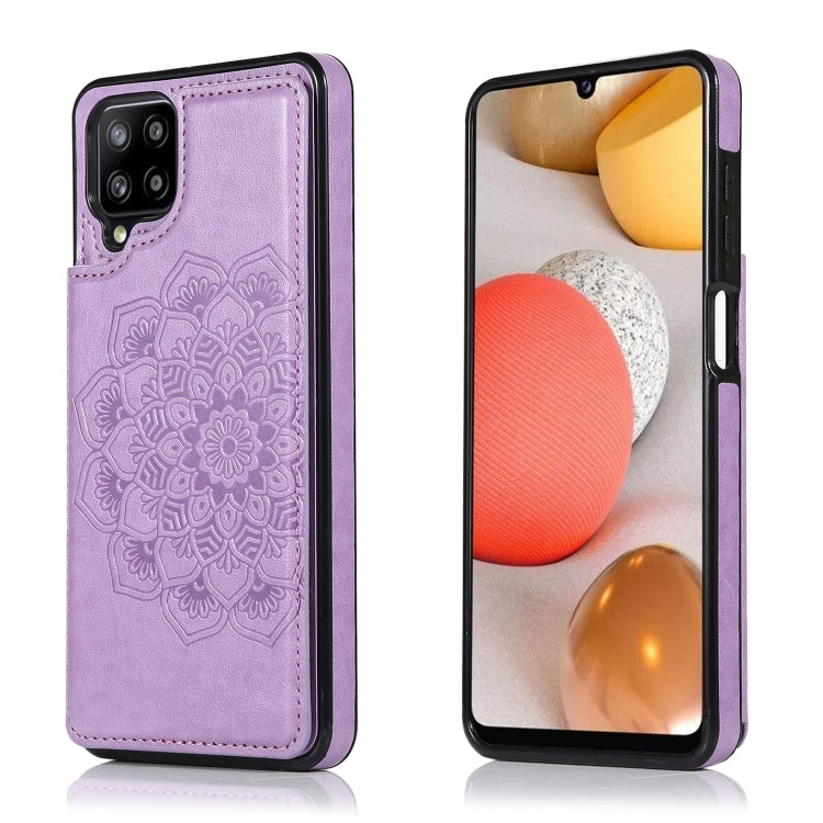 For Samsung Galaxy A12 Double Buckle Mandala PU+TPU Phone Case