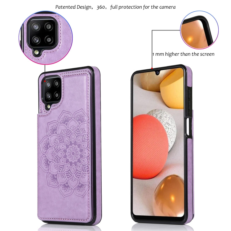 For Samsung Galaxy A12 Double Buckle Mandala PU+TPU Phone Case
