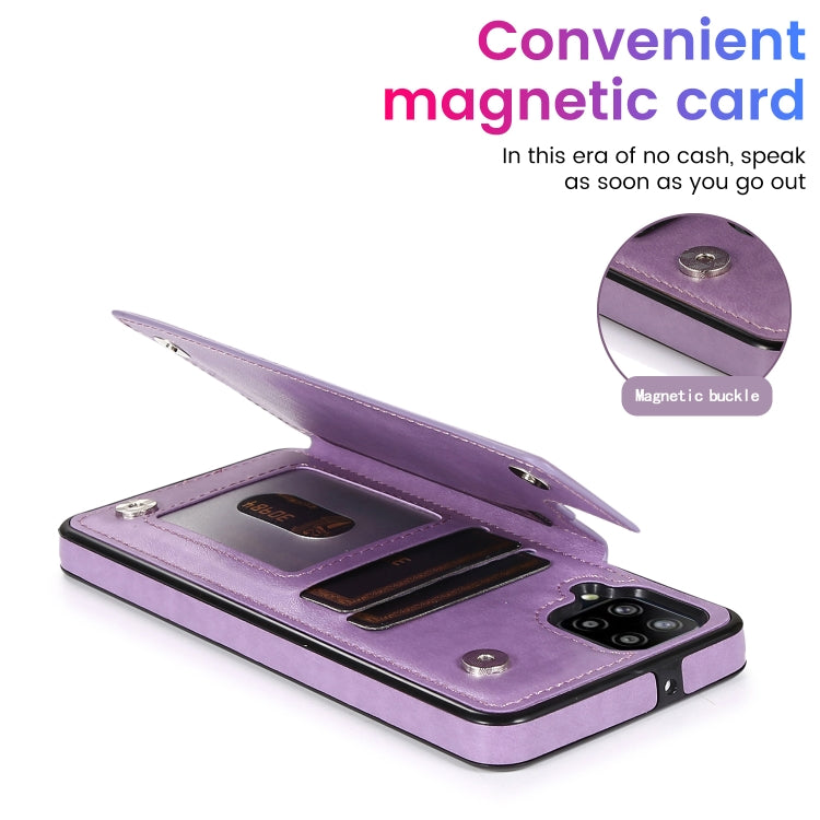 For Samsung Galaxy A12 Double Buckle Mandala PU+TPU Phone Case