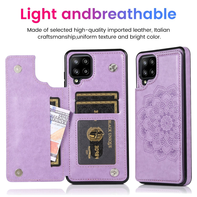 For Samsung Galaxy A12 Double Buckle Mandala PU+TPU Phone Case