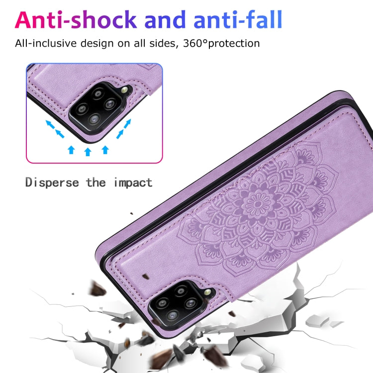 For Samsung Galaxy A12 Double Buckle Mandala PU+TPU Phone Case