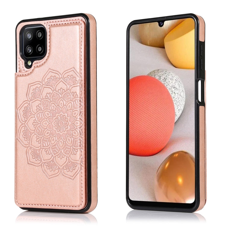 For Samsung Galaxy A12 Double Buckle Mandala PU+TPU Phone Case